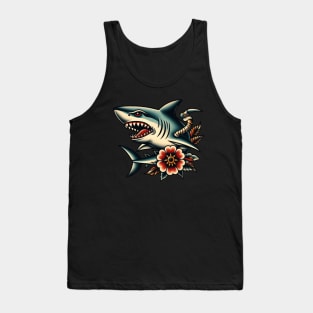 Traditional american shark tattoo Tank Top